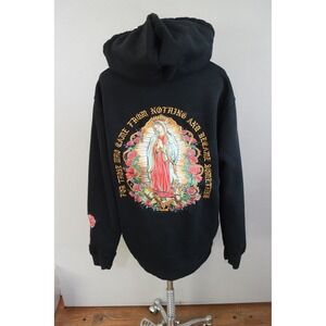 DGK Hoodie Medium? Black Virgin Mary Rose Guadalupe Sweatshirt Men FLAW